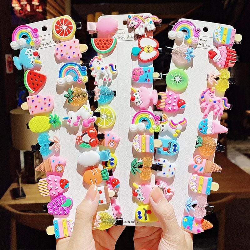 10PCS/Set New Girls Cute Cartoon Ice Cream Unicorn Hair Clips Kids Lovely Hairpins Headband Barrettes Fashion Hair Accessories JadeMoghul Inc. 