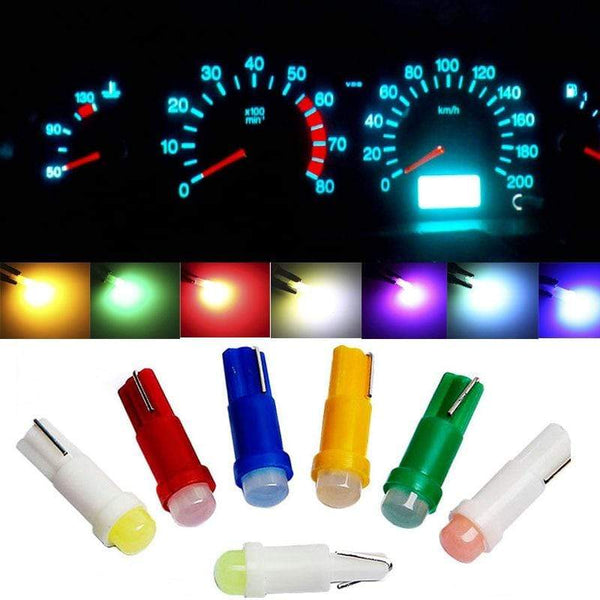 10PCS T5 LED Lights W1.2W W3W LED Car Interior Light Auto Side Wedge Dashboard Gauge Instrument Lamp Bulb 4014 LED Super Bright AExp