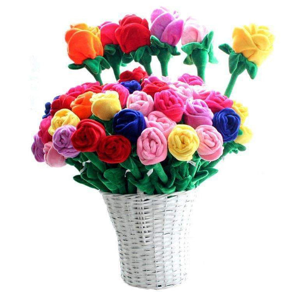 10pcs/lot Plush Rose Flower Bouquet Valentine's Gift Stuffed Toy For Wedding Decoration-Red-30cm-JadeMoghul Inc.