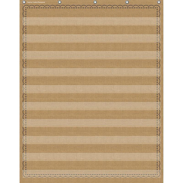 10POCKET POCKET CHART BURLAP 34X44-Learning Materials-JadeMoghul Inc.