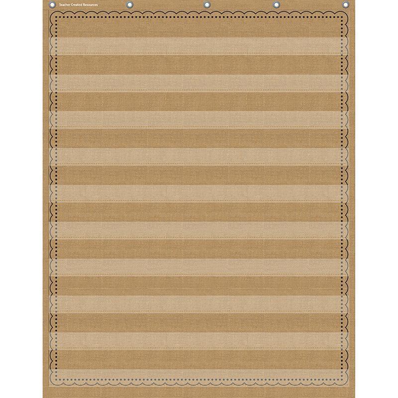 10POCKET POCKET CHART BURLAP 34X44-Learning Materials-JadeMoghul Inc.