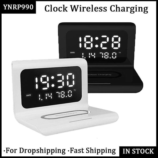 10W Qi Wireless Charger Wireless Charging Pad Thermometer Calendar Clock Fast Charge Cargador Inalambrico For Iphone Samsung AExp