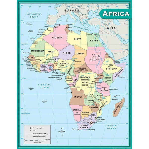 (12 Ea) Africa Map Chart 17X22-Learning Materials-JadeMoghul Inc.