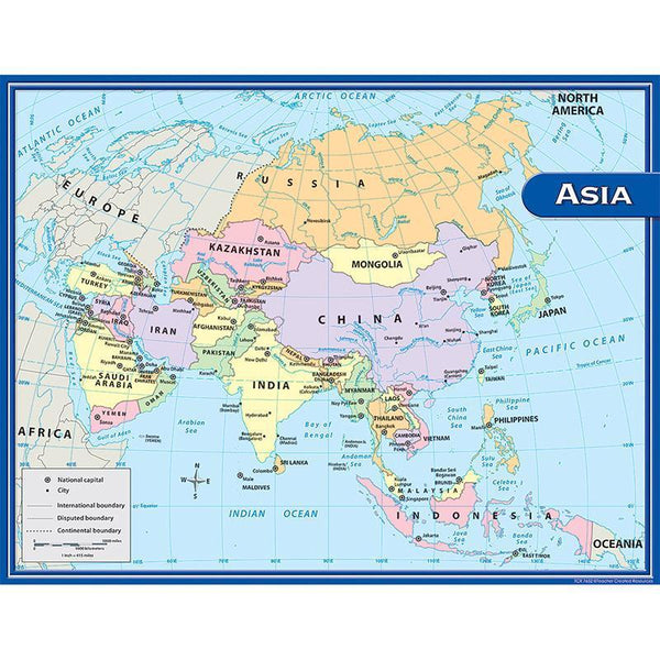 (12 Ea) Asia Map Chart 17X22-Learning Materials-JadeMoghul Inc.