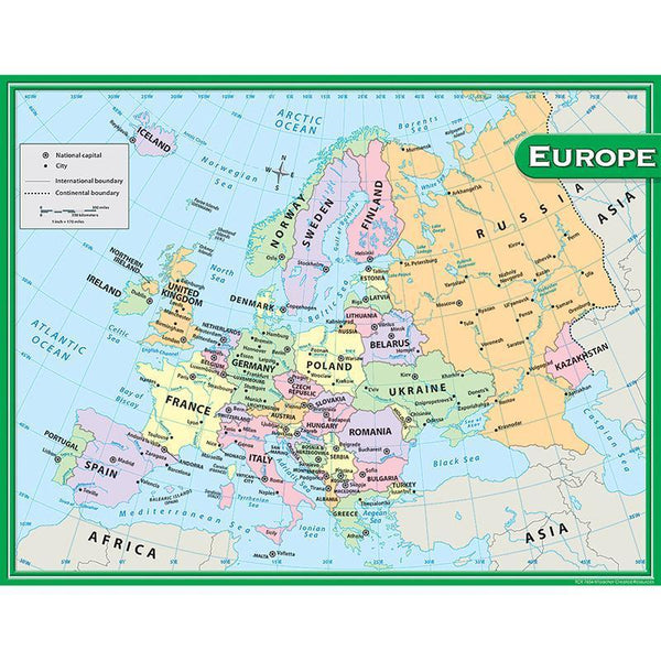 (12 Ea) Europe Map Chart 17X22-Learning Materials-JadeMoghul Inc.
