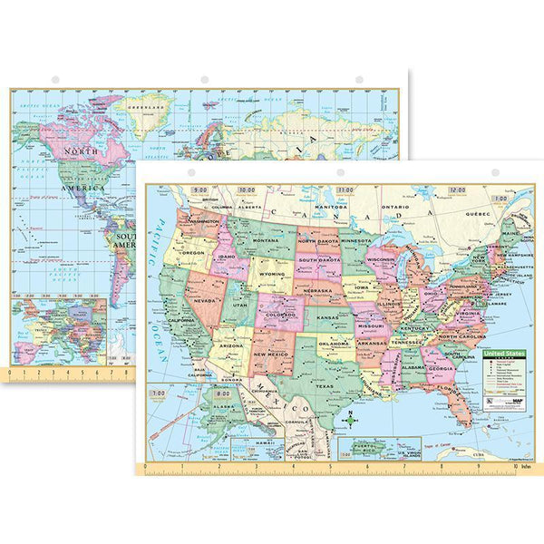 (12 Ea) Us & World Notebook Map-Learning Materials-JadeMoghul Inc.