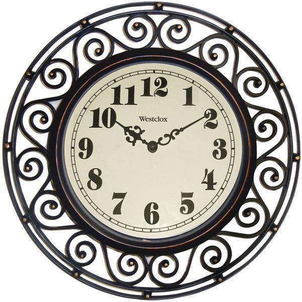 12" Filigree Rubbed Bronze Finish Clock-Household Equipment & Accessories-JadeMoghul Inc.