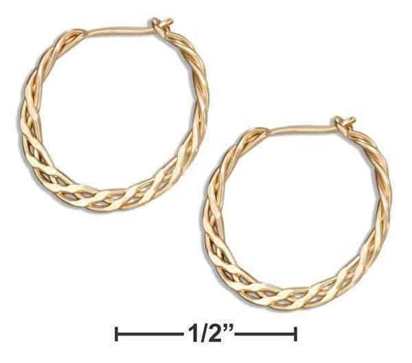 12 Karat Gold Filled 13mm Flat Celtic Weave Hoop Earrings-Silver Earrings-JadeMoghul Inc.