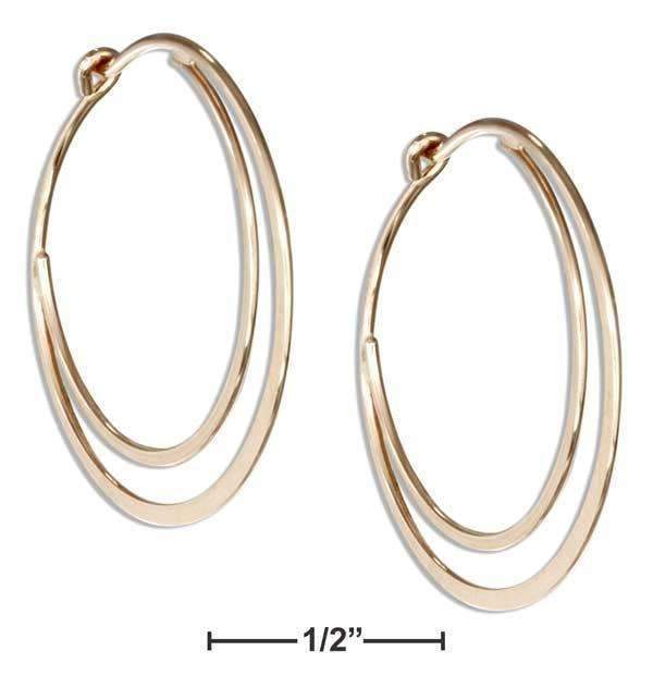 12 KARAT GOLD FILLED 25MM FLAT BOTTOM DOUBLE HOOP EARRINGS-Silver Earrings-JadeMoghul Inc.