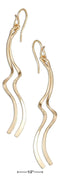 12 Karat Gold Filled Long Double Wave Dangle Drop Earrings-Silver Earrings-JadeMoghul Inc.