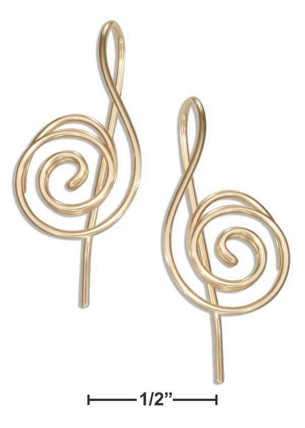 12 Karat Gold Filled Swirling G-cleff Wire Earrings-Silver Earrings-JadeMoghul Inc.