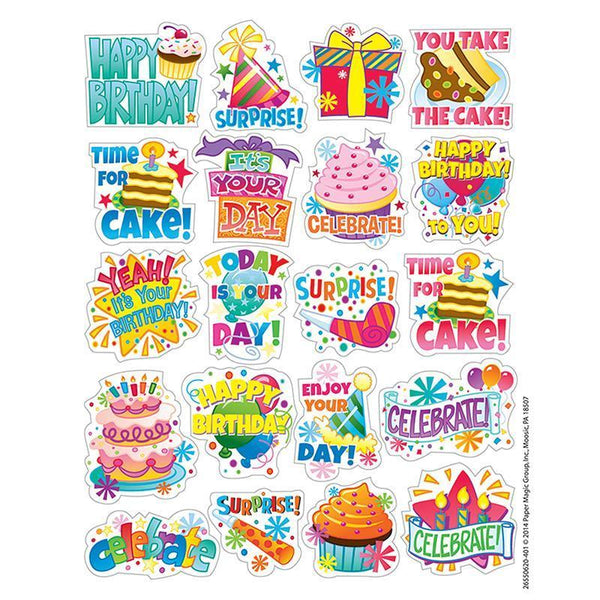 (12 PK) BIRTHDAY THEME STICKERS-Learning Materials-JadeMoghul Inc.