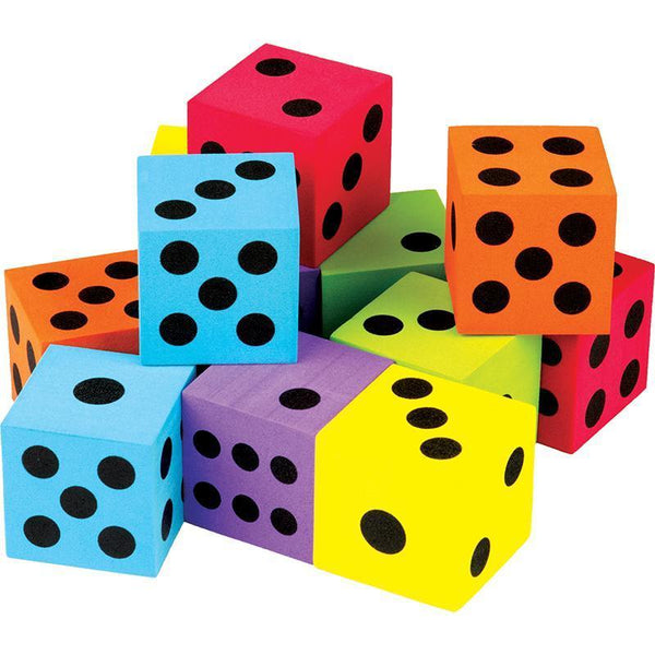 12 PACK FOAM COLORFUL LARGE DICE-Learning Materials-JadeMoghul Inc.