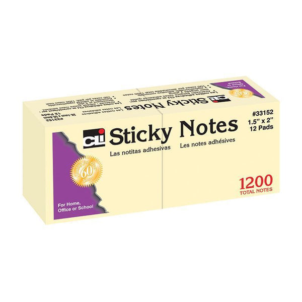 (12 PK) STICKY NOTES 1 1/2X2 PLAIN-Supplies-JadeMoghul Inc.