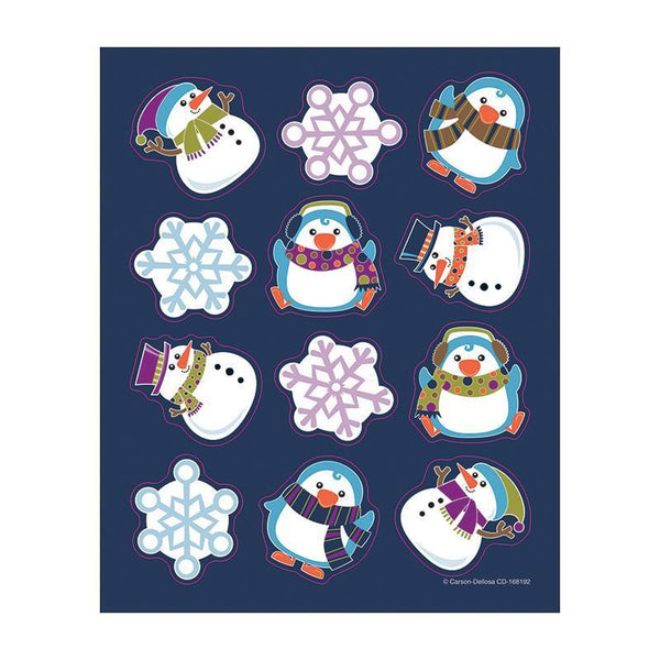 (12 PK) WINTER FUN SHAPE STICKERS-Learning Materials-JadeMoghul Inc.