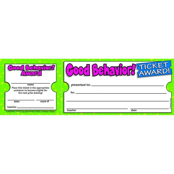 (12 Pk) Good Behavior Ticket Awards-Learning Materials-JadeMoghul Inc.