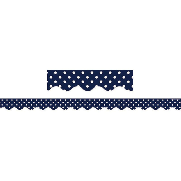 (12 Pk) Navy Polka Dots Scalloped-Learning Materials-JadeMoghul Inc.