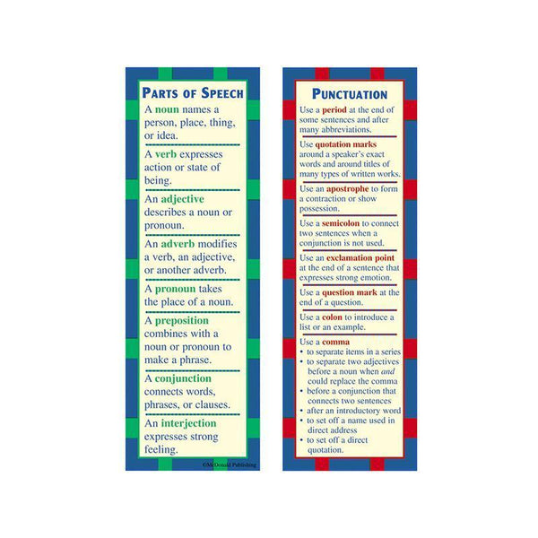 (12 Pk) Parts Of Speech &-Learning Materials-JadeMoghul Inc.