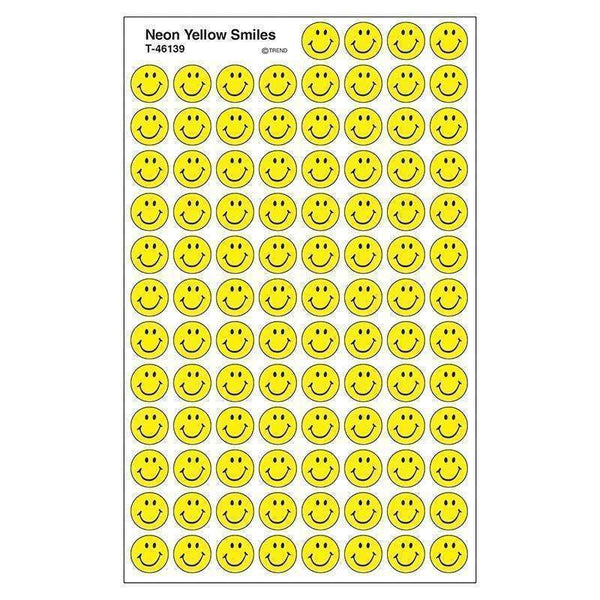 (12 PK) STICKER NEON YELLOW SMILES-Learning Materials-JadeMoghul Inc.
