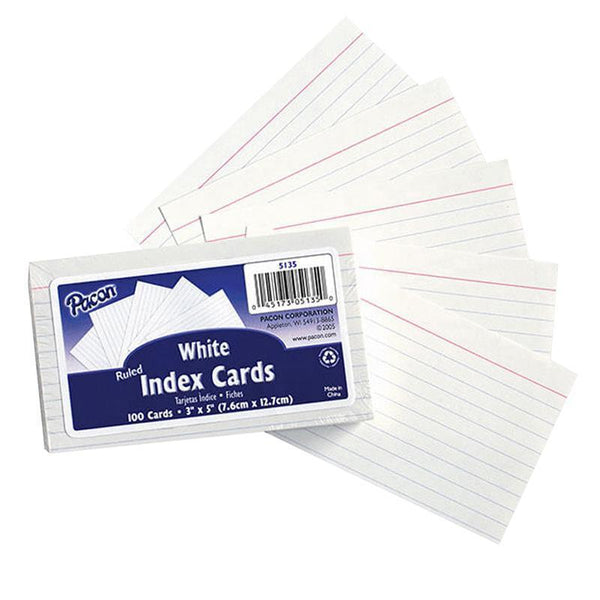 (12 PK) WHITE 3X5 RULED INDEX CARDS-Arts & Crafts-JadeMoghul Inc.