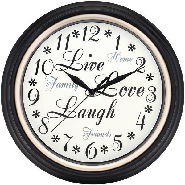 12" Round Live Love Laugh Message Clock-Household Equipment & Accessories-JadeMoghul Inc.
