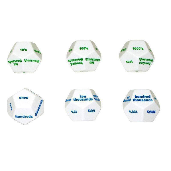 12-SIDED PLACE VALUE DICE SET OF 6-Toys & Games-JadeMoghul Inc.