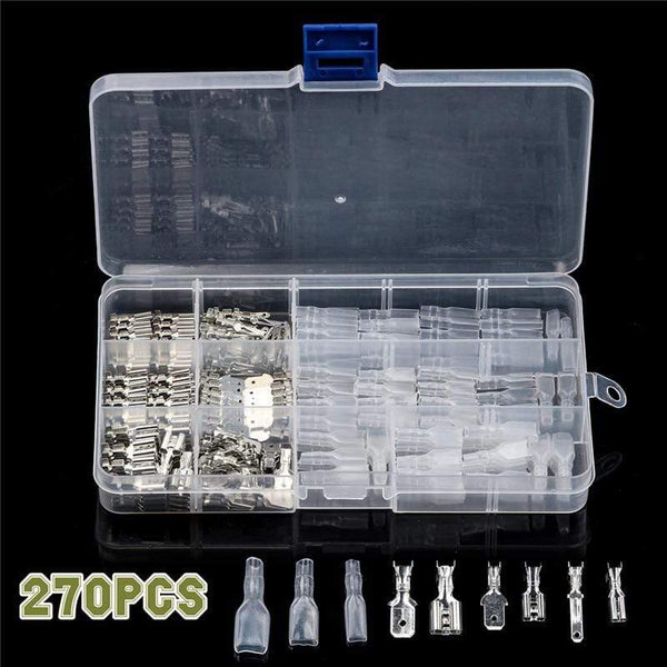 120/150/180/270Pcs 2.8/4.8/6.3mm Crimp Terminals Insulated Male Female Wire Connector Electrical Wire Spade Connectors Kit JadeMoghul Inc. 
