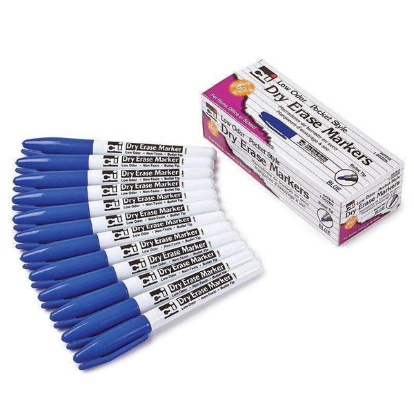 12CT BLUE BULLET TIP DRY ERASE-Supplies-JadeMoghul Inc.