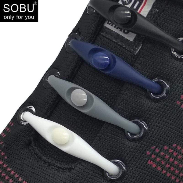 12pcs/lot Black Round Creative No Tie Shoelaces Elastic Silicone Shoe Lace N026 JadeMoghul Inc. 