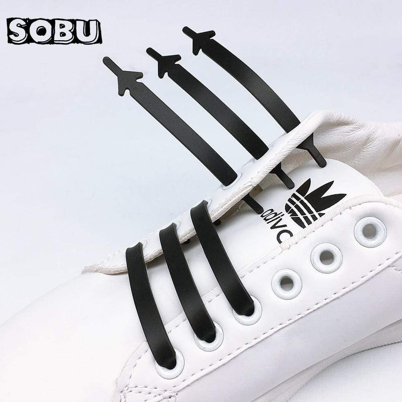 12pcs/lot Silicone Shoelaces No tie Elastic Shoe Laces Special Shoelace for Kids / Adults Lacing System Rubber Zapatillas N009 AExp