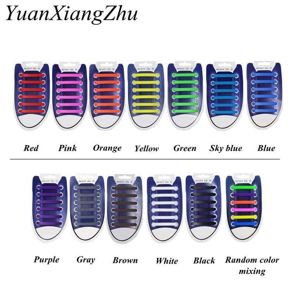 12Pcs/Set Elastic Silicone Shoelaces Athletic Running No Tie Shoelace Sneakers Fit Strap Shoes lace For Men Women shoelaces AExp