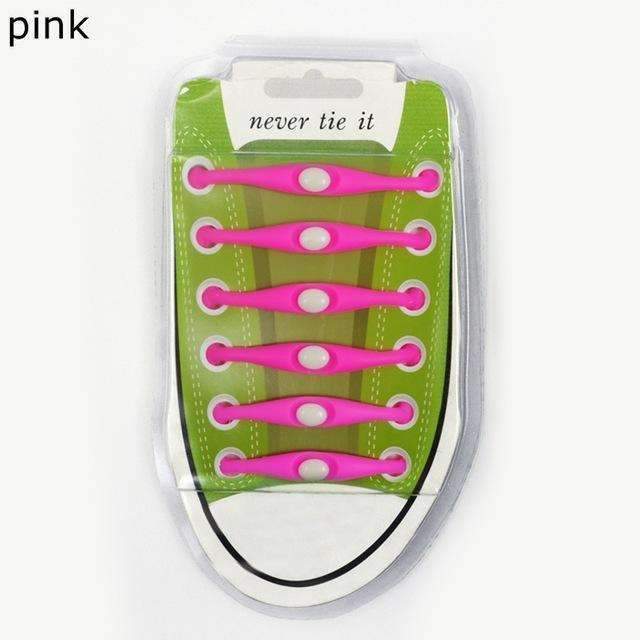 12pcs/lot Round Shoelace Gift box Unisex Elastic Silicone Shoe Laces For All Sneakers No Tie Shoelaces Wholesale K049-Pink-JadeMoghul Inc.