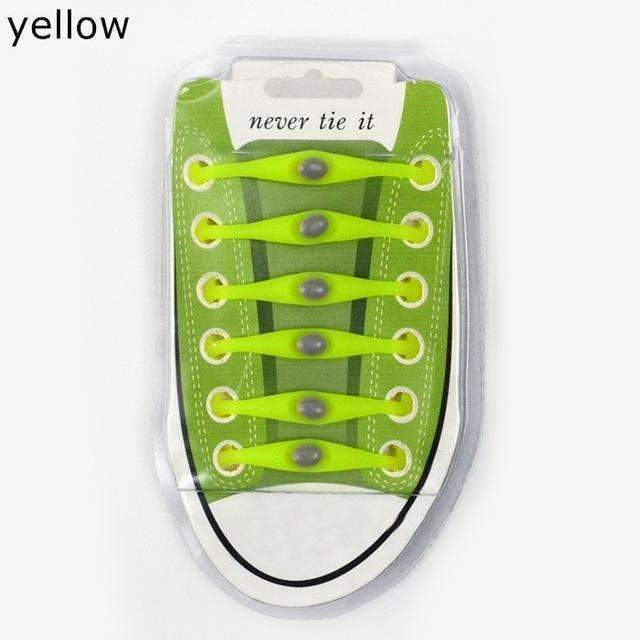 12pcs/lot Round Shoelace Gift box Unisex Elastic Silicone Shoe Laces For All Sneakers No Tie Shoelaces Wholesale K049-Yellow-JadeMoghul Inc.