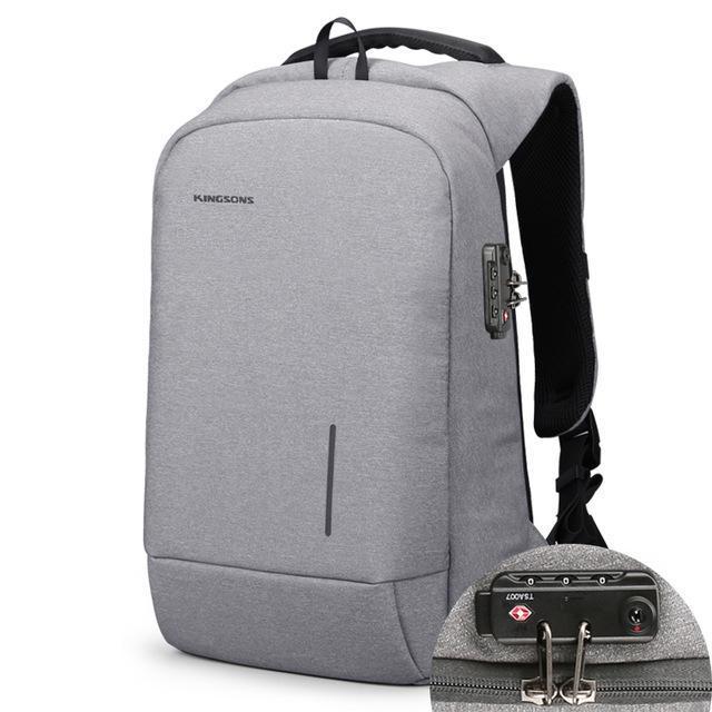 13''15'' USB Charging Backapcks Anti-theft Backpack Bag Laptop Computer Bags Men's Women's Travel Bags-Light Grey Lock-China-13 Inches-JadeMoghul Inc.