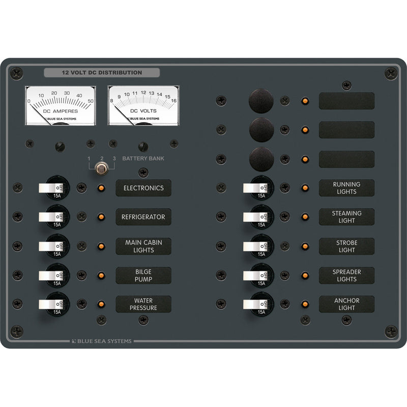 Blue Sea 8068 DC 13 Position Toggle Branch Circuit Breaker Panel - White Switches [8068]