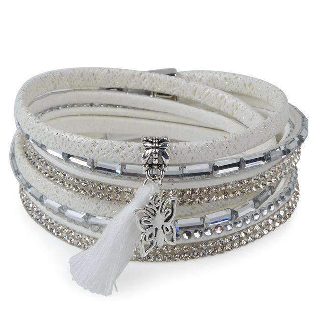 13styles Candy Wide Crystal Leather Velvet Boho Bracelet Magnetic Buckle Bohemian Tassel Bracelet For Women Men Boho Jewelry-No 8-JadeMoghul Inc.