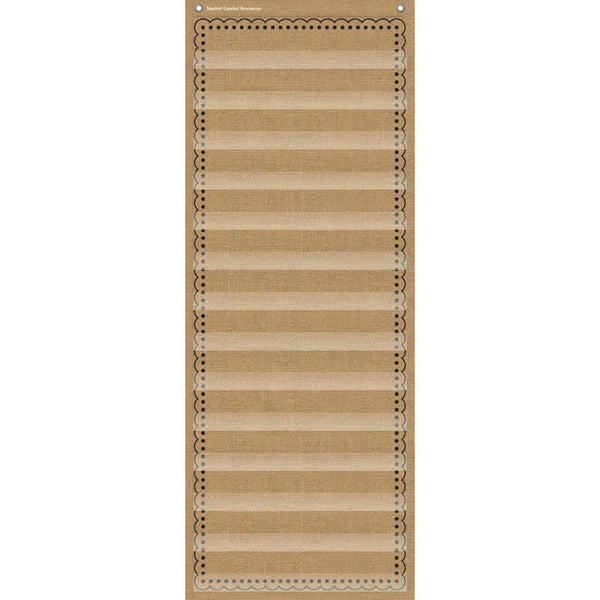 14-POCKET POCKET CHART BURLAP 13X34-Learning Materials-JadeMoghul Inc.