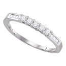 14k White Gold 5-stone Baguette Diamond Women's Bridal Wedding Anniversary Band 1/3 Cttw-Gold & Diamond Bands-JadeMoghul Inc.