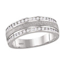 14k White Gold Men's Round Diamond Grecco Wedding Anniversary Band 1/2 Cttw - FREE Shipping (US/CAN)-Gold & Diamond Wedding Jewelry-8-JadeMoghul Inc.