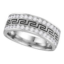 14k White Gold Men's Round Diamond Grecco Wedding Anniversary Band 1/2 Cttw - FREE Shipping (US/CAN)-Gold & Diamond Wedding Jewelry-8.5-JadeMoghul Inc.