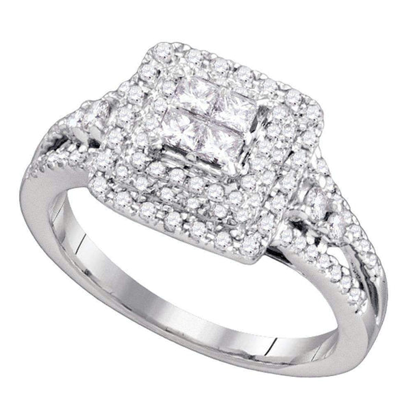 14k White Gold Princess Diamond Invisible-set Women's Bridal Wedding Engagement Ring 3/4 Cttw - FREE Shipping (US/CAN)-Gold & Diamond Engagement & Anniversary Rings-7-JadeMoghul Inc.