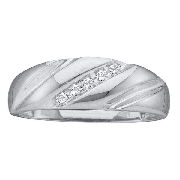 14k White Gold Round Channel-set Diamond Men's Lightweight Wedding Band 1/10 Cttw - FREE Shipping (US/CAN)-Gold & Diamond Wedding Jewelry-8-JadeMoghul Inc.