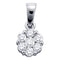 14k White Gold Round Diamond Flower Cluster Women's Pendant 1.00 Cttw - FREE Shipping (US/CAN)-Gold & Diamond Pendants & Necklaces-JadeMoghul Inc.