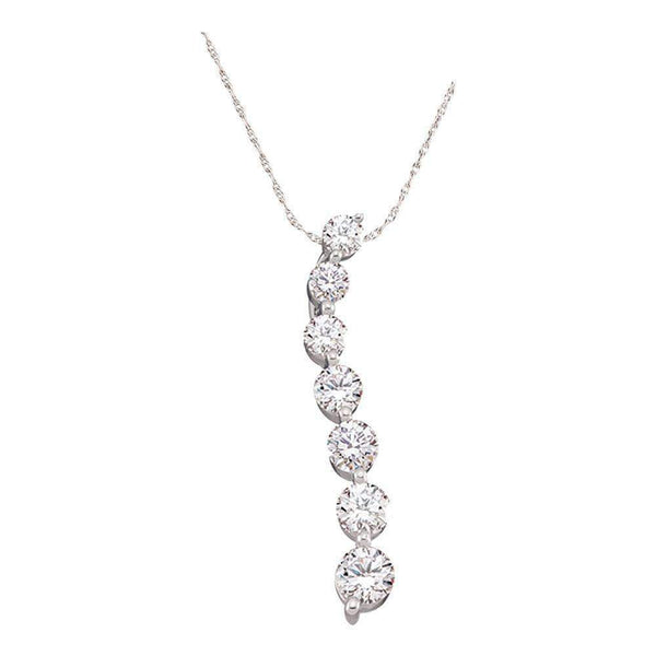 14k White Gold Round Diamond Women's Journey Love Anniversary Pendant 1-4 Cttw - FREE Shipping (US/CAN)-Gold & Diamond Pendants & Necklaces-JadeMoghul Inc.