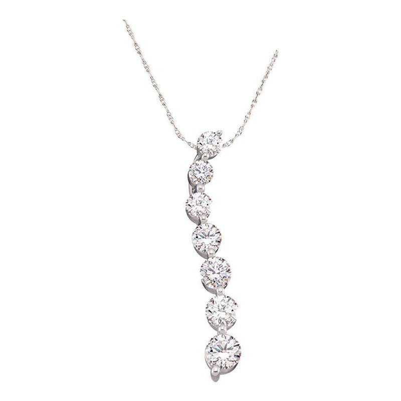 14k White Gold Round Diamond Women's Journey Love Anniversary Pendant 1-4 Cttw - FREE Shipping (US/CAN)-Gold & Diamond Pendants & Necklaces-JadeMoghul Inc.