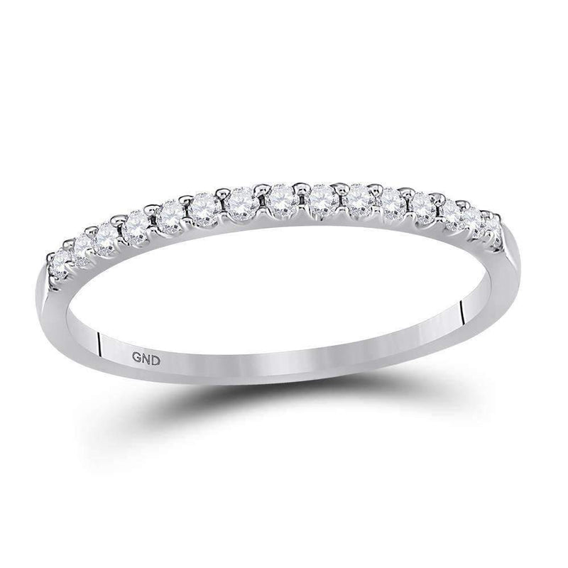 14k White Gold Round Diamond Women's Slender Stackable Size 8 Wedding Band 1/6 Cttw - FREE Shipping (US/CAN)-Gold & Diamond Wedding Jewelry-12-JadeMoghul Inc.