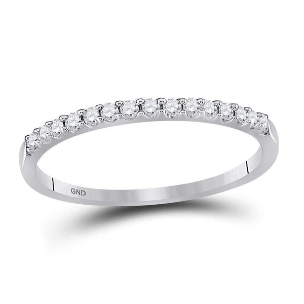 14k White Gold Round Diamond Women's Slender Stackable Size 9 Wedding Band 1/6 Cttw - FREE Shipping (US/CAN)-Gold & Diamond Wedding Jewelry-12-JadeMoghul Inc.