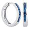 14k White Gold Women's Blue Color Enhanced Round Channel-Set Diamond Hoop Earrings 1-2 Cttw - FREE Shipping (USA/CAN)-Gold & Diamond Earrings-JadeMoghul Inc.