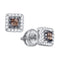 14k White Gold Women's Cognac-brown Color Enhanced Princess Diamond Stud Square Screwback Earrings 1-3 Cttw - FREE Shipping (USA/CAN)-Gold & Diamond Earrings-JadeMoghul Inc.