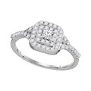 14k White Gold Women's Princess Diamond Bridal Wedding Engagement Ring 1/2 Cttw - FREE Shipping (USA/CAN)-Gold & Diamond Engagement & Anniversary Rings-5-JadeMoghul Inc.